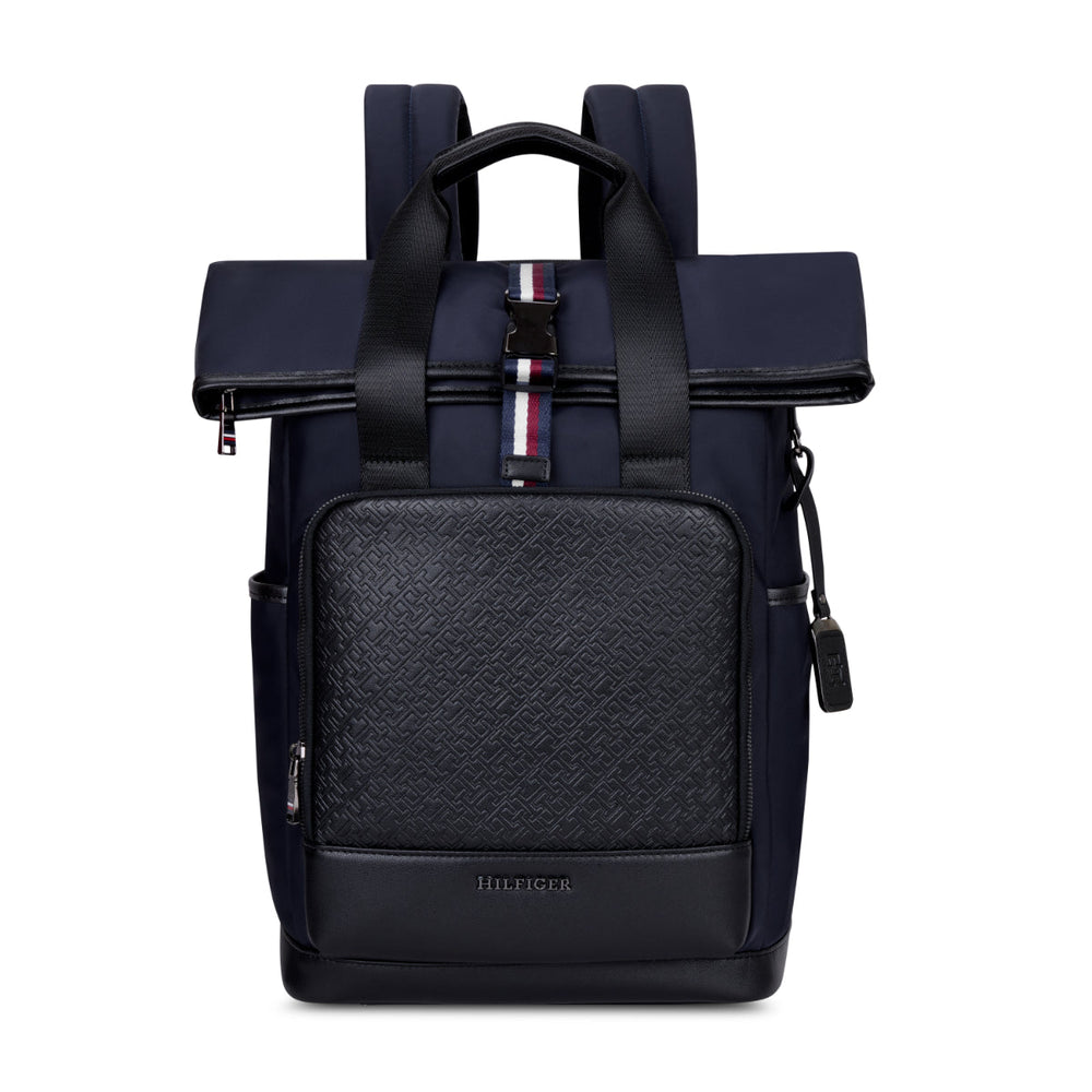 Tommy Hilfiger Slate 22.5L Twill Laptop Backpack in Navy - front view