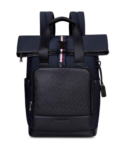 Tommy Hilfiger Slate 22.5L Twill Laptop Backpack in Navy — front view