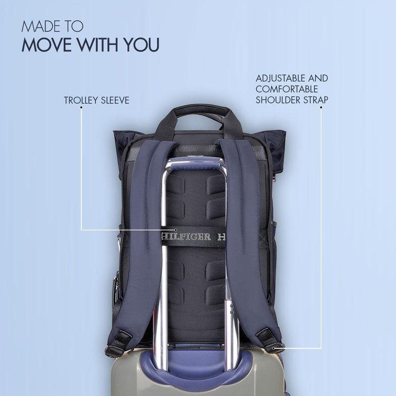 Tommy Hilfiger Slate 22.5L Twill Laptop Backpack in Navy - interior view