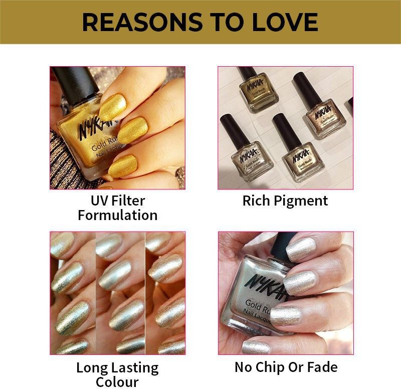 Nykaa Gold Nail Enamel — side view