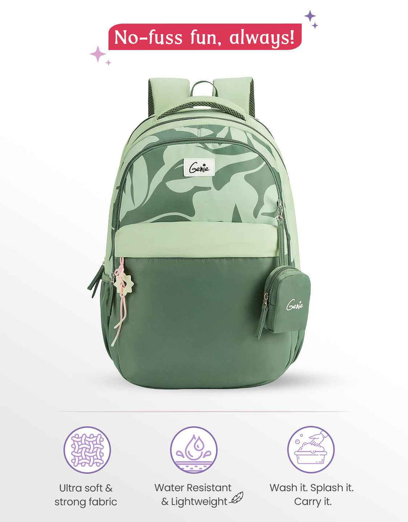 Genie Alba 40L Laptop Backpack With Raincover - Green