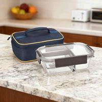Treo by Milton All Fresh Rectangular 3-Divider Tiffin 1000ml Glass