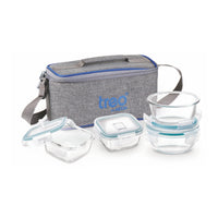 Treo by Milton All Fresh Omni Borosilicate Glass Tiffin 4 Pcs Set — back view