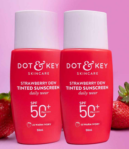 Dot & Key Strawberry Dew Tinted Sunscreen SPF 50+, Warm Ivory- Pack of 2