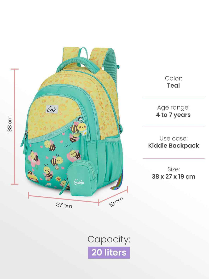 Genie Bee Happy Small Backpack for Kids - Teal