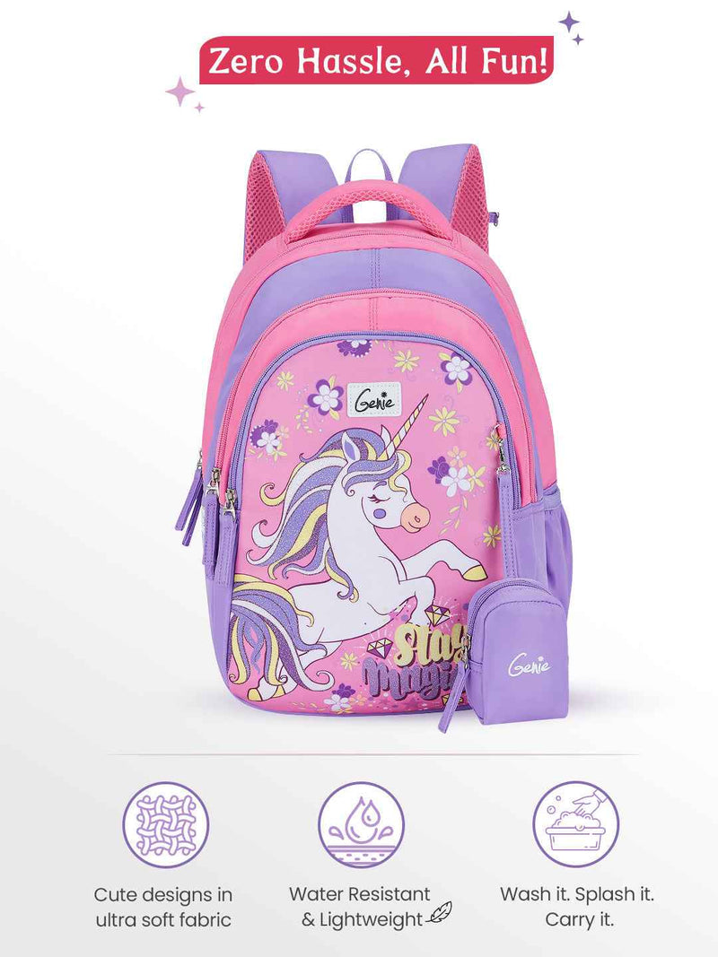 Genie Twinkle Corn Small Backpack for Kids - Pink