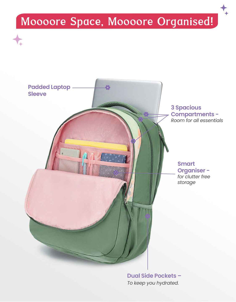 Genie Sketch 40L Laptop Backpack With Raincover - Ash Green