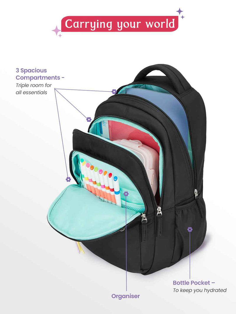 Genie Cluster 27L School Backpack - Black