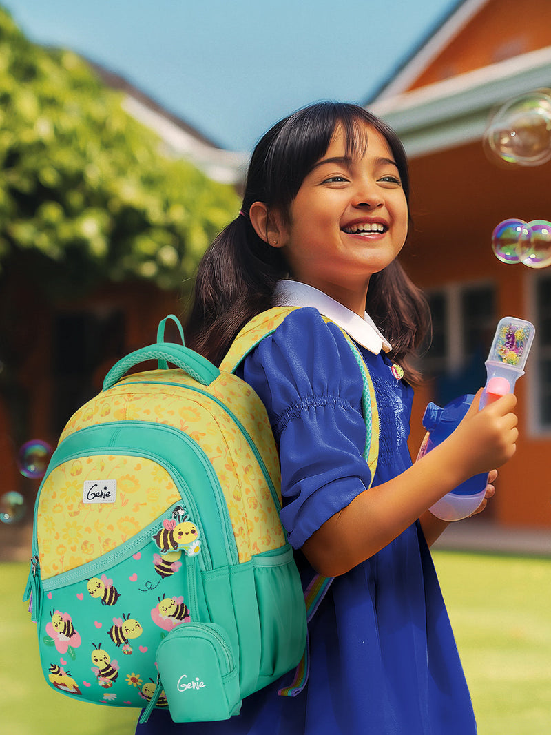 Genie Bee Happy Small Backpack for Kids Teal