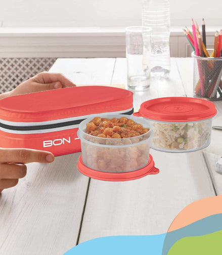 Milton New Bon Bon Plastic Lunchbox - Red