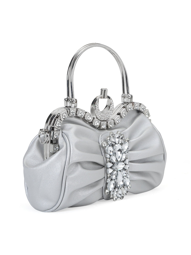 AKIKI London Kingston Small Frame Clutch Silver detail