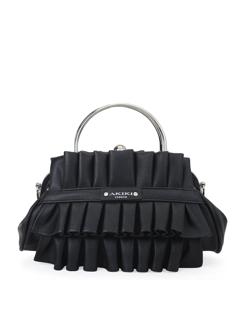 AKIKI London Richmond Small Handle Clutch Black detail