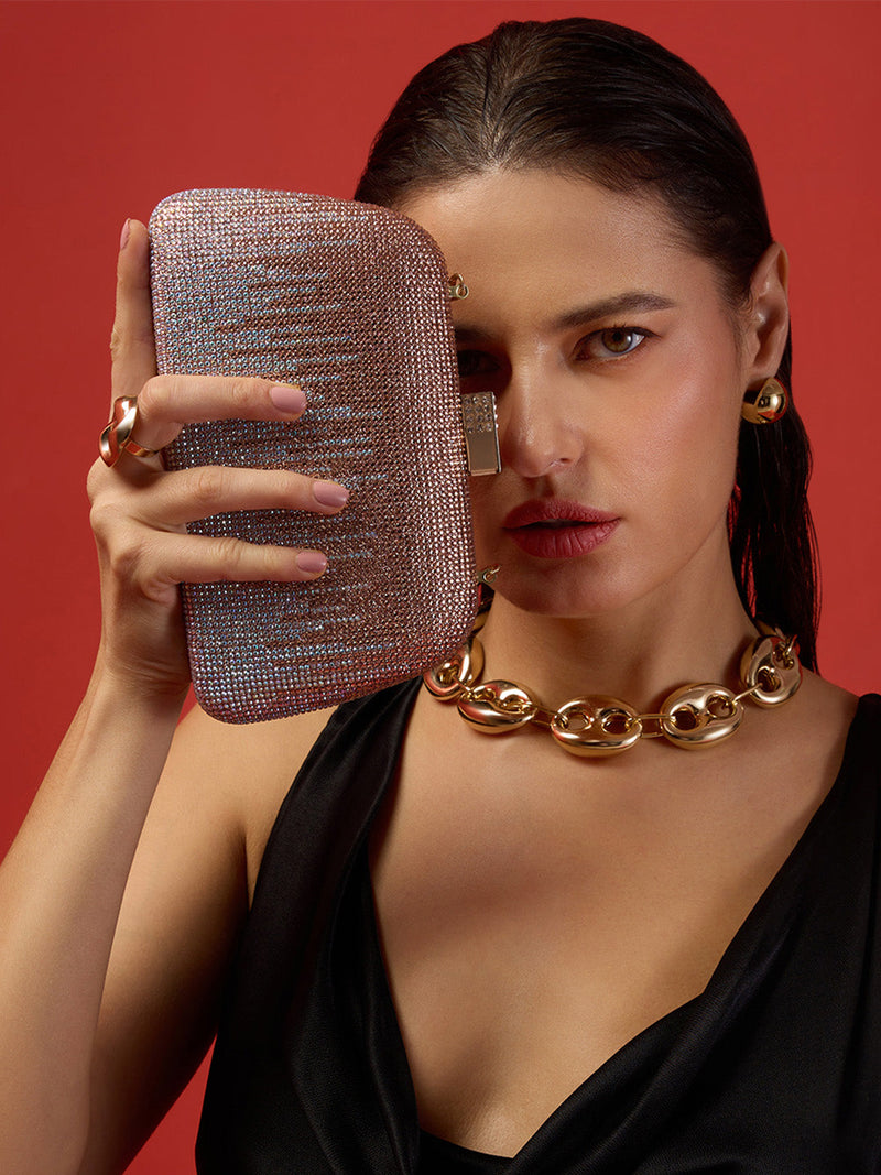 AKIKI London Brent Small Frame Clutch - Rose Gold