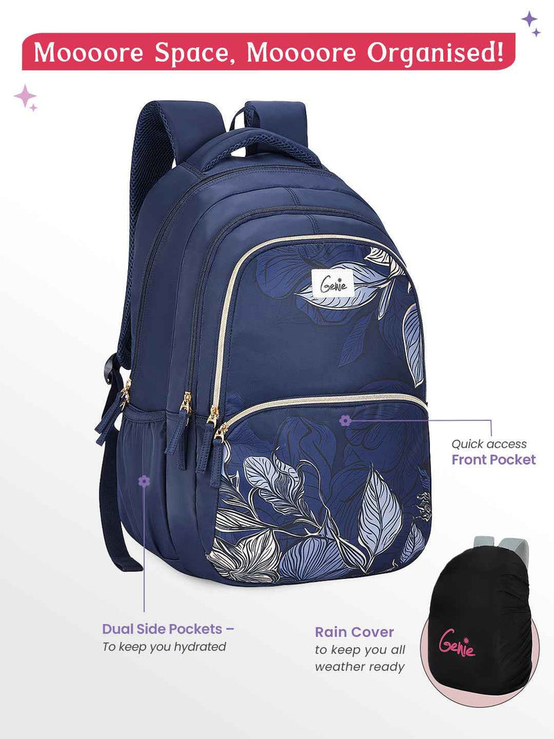 Genie Canopy 36L Laptop Backpack With Raincover - Navy Blue