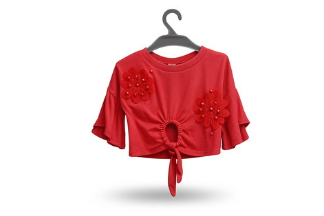 PINK FLOWER GIRLS TOP