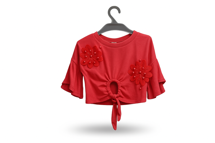 PINK FLOWER GIRLS TOP