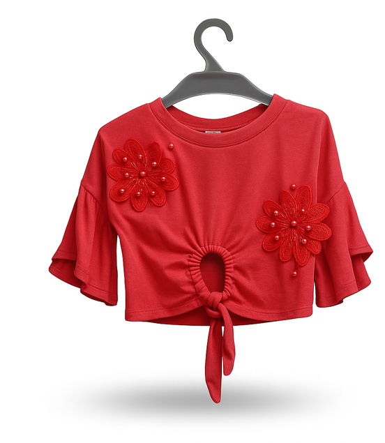 PINK FLOWER GIRLS TOP