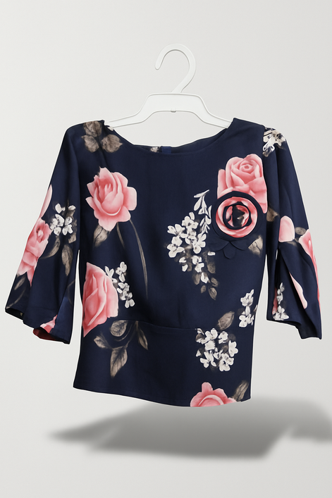 BLUE FLOWER CROP TOP