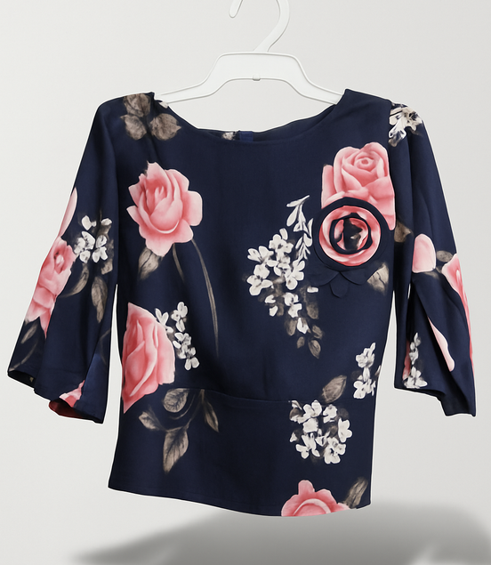BLUE FLOWER CROP TOP