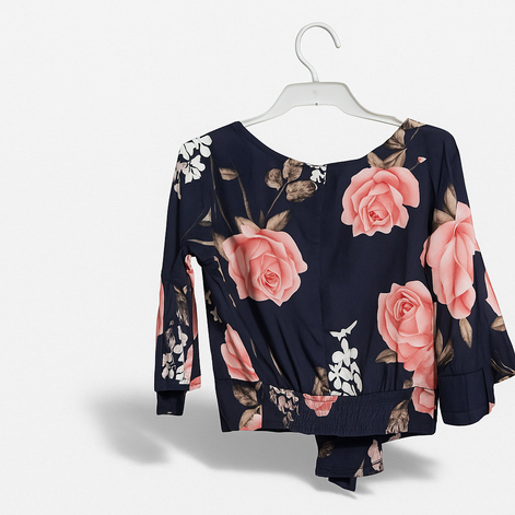 BLUE FLOWER CROP TOP