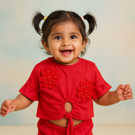 PINK FLOWER GIRLS TOP