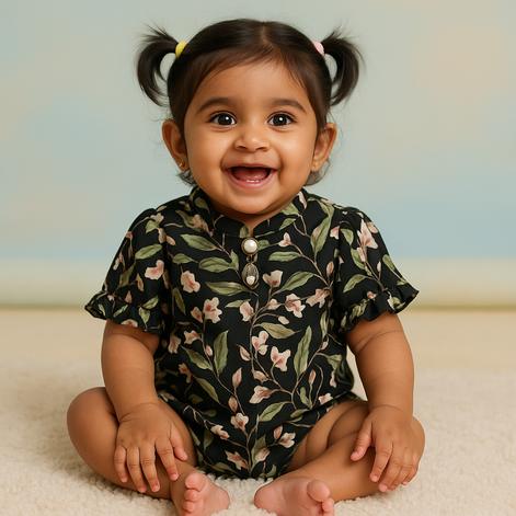BLACK FLOWER GIRLS TOP