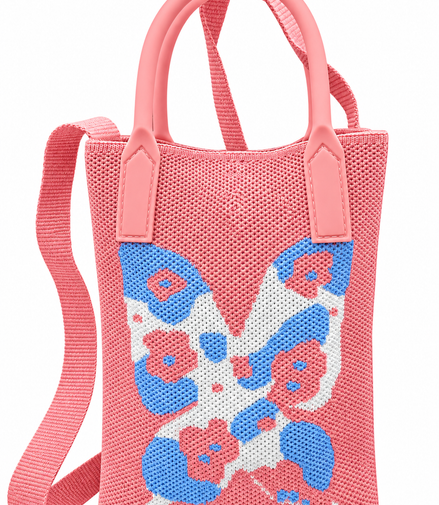 GEN-Z Pink & Blue Knitted Floral Mobile Sling cover
