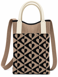 Women's Stylish Knitted Handbag with Shoulder Strap – Beige & Black