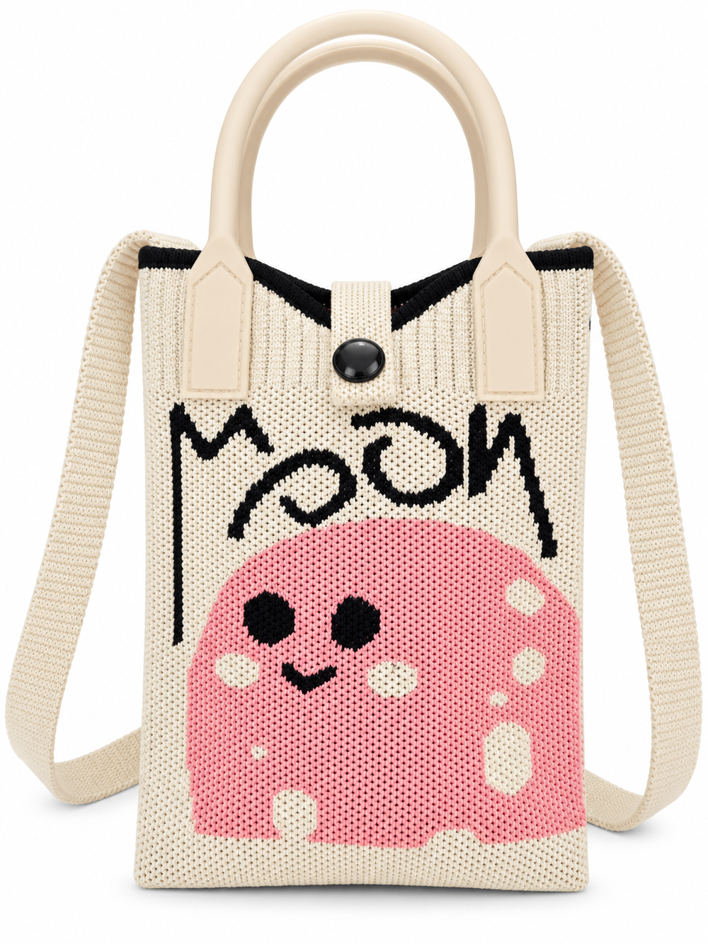 Women’s Pink Cow Print Knitted Shoulder Bag – Cute Sling Bag