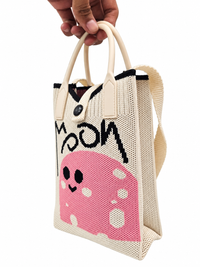 Women’s Pink Cow Print Knitted Shoulder Bag – Cute Sling Bag