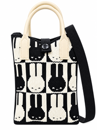 Women's Black & Cream Knitted Bunny Pattern Shoulder Bag