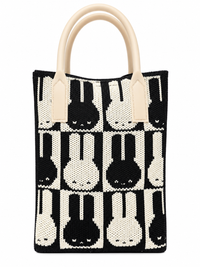 Women's Black & Cream Knitted Bunny Pattern Shoulder Bag