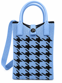 Women's Stylish Knitted Tote & Shoulder Bag – Blue & Black