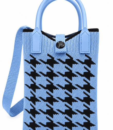 Women's Stylish Knitted Tote & Shoulder Bag – Blue & Black