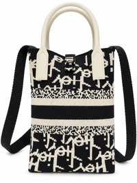 Women’s Black & Cream Knitted Shoulder Bag – Stylish Sling Bag