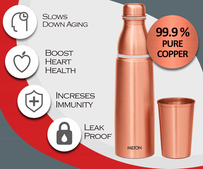 Milton Copper Combo Pure Copper Water Bottle 1000ml — side view