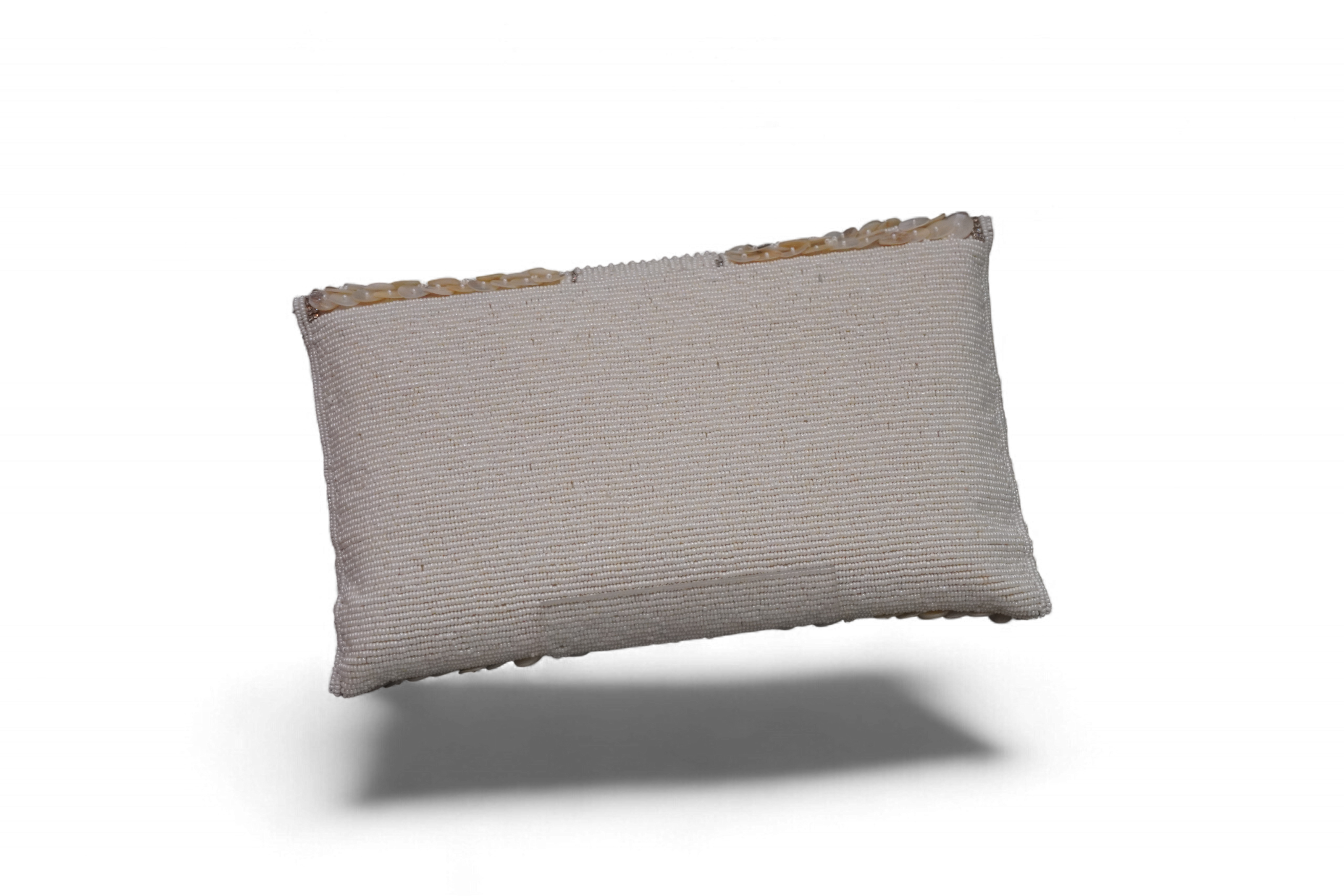 Ivory Sequin & Bead Embellished Evening Clutch Bag