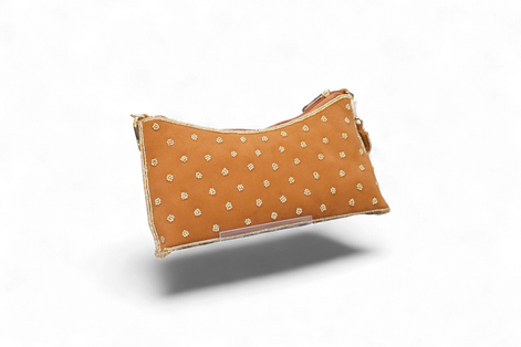 Handcrafted Golden Embroidered Velvet Clutch Bag