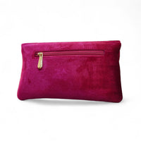 Royal Crimson Velvet Hand-Embroidered Clutch — detail