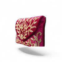 Regal Maroon Hand-Embroidered Velvet Clutch — side