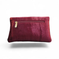 Regal Maroon Hand-Embroidered Velvet Clutch — detail