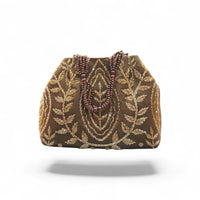 Golden Vine Hand-Embroidered Potli Bag — front