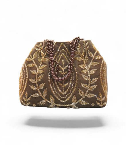 Golden Vine Hand-Embroidered Potli Bag