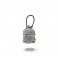 Silver Velvet Potli Bag with Pearl and Bead Embellishments — front
