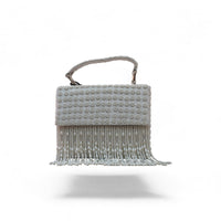 Elegant White Beaded Handbag — detail