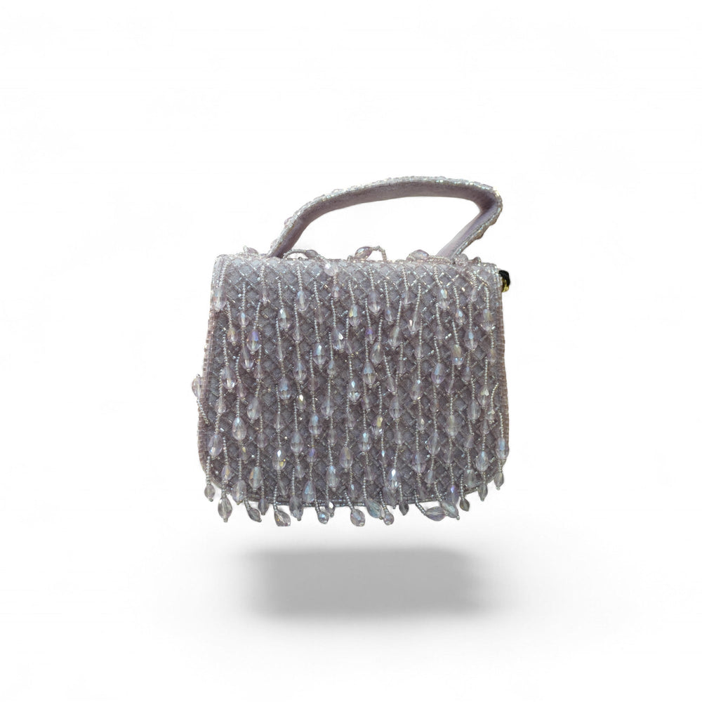 Lavender Crystal Beaded Handbag — front