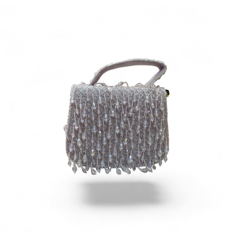 Lavender Crystal Beaded Handbag — front