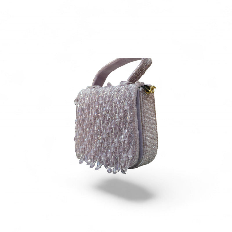 Lavender Crystal Beaded Handbag — angle