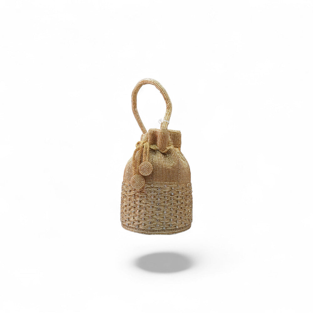 Golden Embroidered Potli Bag — front