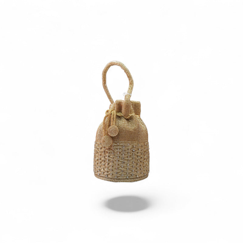 Golden Embroidered Potli Bag — front